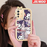 เคส JIUMOO สำหรับ VIVO V23 5G S12 5G V23i 5G เคสรูปโบว์มอนสเตอร์ตัวเล็ก Kuromi เคสนิ่มกันรอยขีดข่วนเคสโทรศัพท์โปร่งใสฝาครอบป้องกันเลนส์กล้องถ่ายรูป TPU ซิลิกาเจล