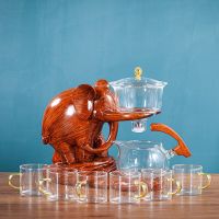 Creative Tea Set Elephant Shape Automatic Tea Set Puer Oolong Teapot And Cup Set Heat-Resistant Glass Teapot With Base