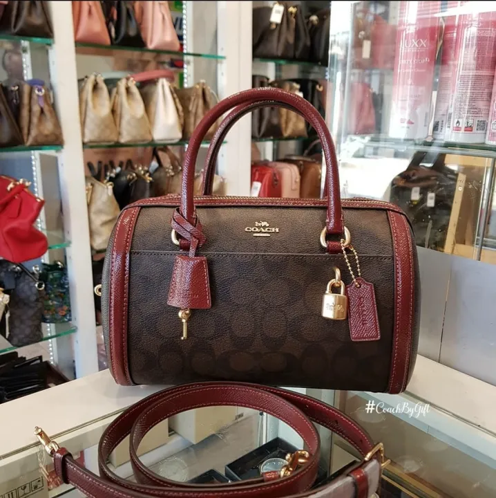 Coach F76706 Zoe Barrel Satchel in Brown Signature Coated Canvas with
