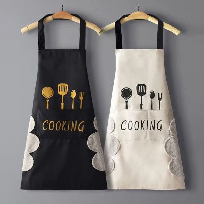 Print Kitchen Apron With Pocket Sleeveless Restaurant Waiter Chef Pinafore Cooking Baking Waterproof Oilproof Aprons Hand-wiping Aprons