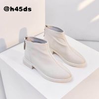 Ladies Shoes 2022 New Soft Leather Chelsea Short Boots Womens Autumn and Winter White Tide Martin Small Heel Thin Flat Bottom