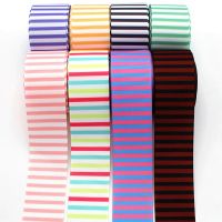 【CC】 New 1-1/2 38mm horizontal stripe ribbon 10 yards handmade materials headdress bow cake packaging colorful grosgrain