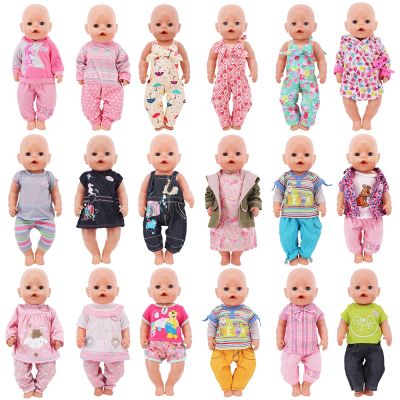 【YF】 Doll Clothes Dresses/Pajamas Daily Casual Home Wear for 43Cm Baby New Born 18inch American GirlsOur Generation Toys