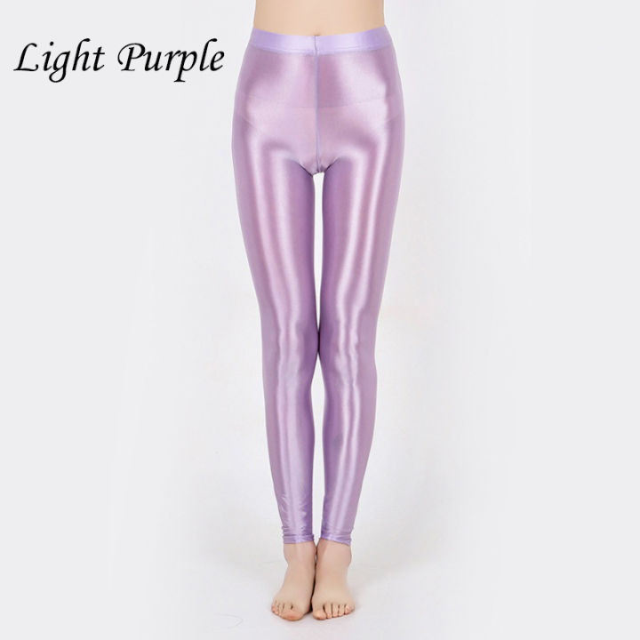 Plus Size Women Glossy Leggings Shiny Stretchy Pants Ballet Dance