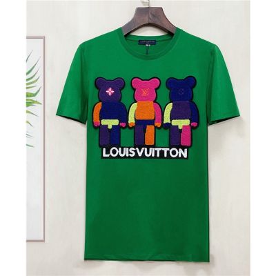 L0uis Vu1tt 2022 เสื้อยืดแขนสั้น ผ้าฝ้าย ปักลายการ์ตูน แฟชั่นฤดูร้อน ไซซ์ S-4XL