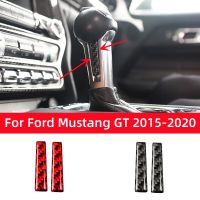 For Ford Mustang GT 2015-2020 Accessories Carbon Fiber Interior Car Gear Lever Both Sides Trim Cover Trim Sticker Decal Decor