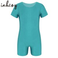 【hot】▦  Kids Gymnastics Leotard Boys Ballet Workout Bodysuit Jumpsuit Elastic Short Sleeves Competition Unitard