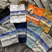 PATAGONIA Bata เสื้อยืดผู้ชายผ้าฝ้ายแท้ทรงหลวมลำลองแบรนด์แฟชั่นวันสันติภาพของโลกยอดเขา