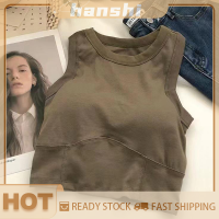 hanshi [2023 new HOT FASHION] lazlook เซ็กซี่ผู้หญิงกีฬาถังด้านบนฤดูร้อนสีทึบแขนกุดชุดชั้นใน Casual Crop TOP