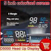 D5000 OBD2 Head Up Display for Car Speedometer KMH MPH Tachometer Windshield Projetor Meter HUD Auto Water Temp Overspeed Alarm