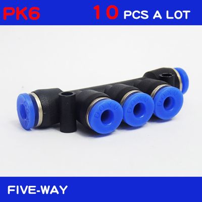 QDLJ-High Quality  10pcs  Pneumatic Fittings Pk 6mm 5-way Push In Quick Joint Connector Pk6