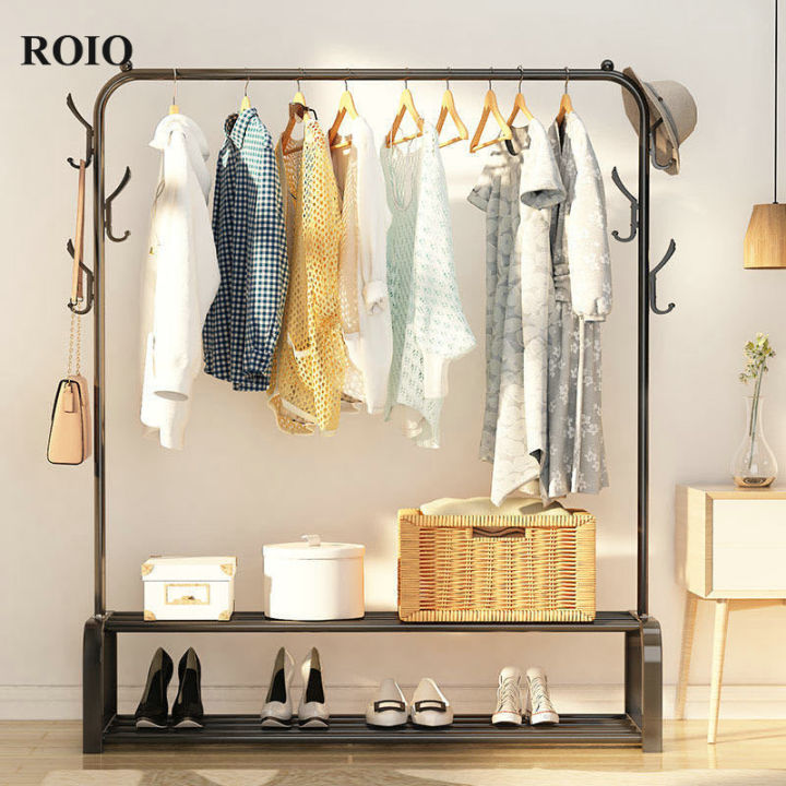 simple-clothes-hanger-floor-coat-rack-bedroom-shelf-double-pole-storage-rack-home-furniture-barra-de-ropa-clothing-drying-rack