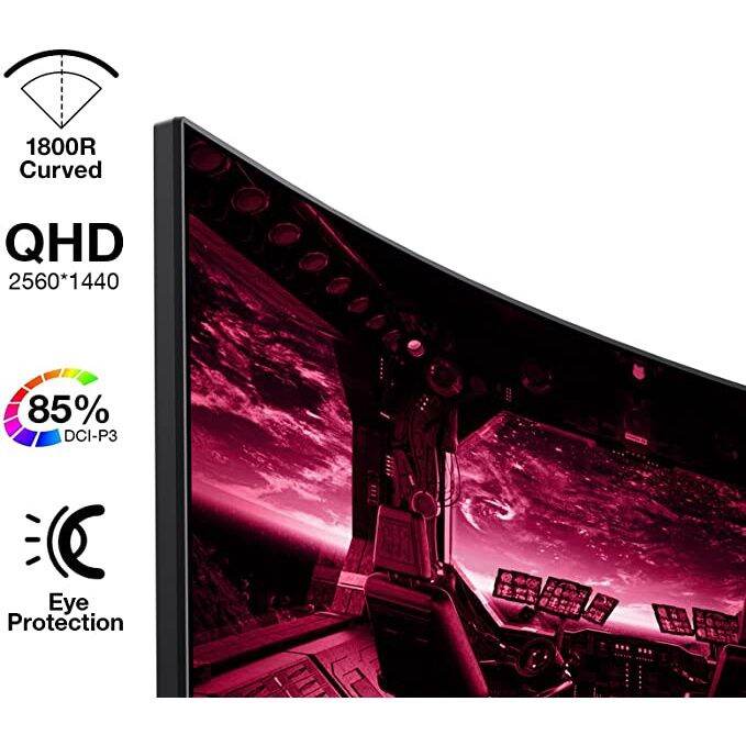 EK KOORUI 27E6QC QHD Curved 27 Inch Monitor, Fast VA Computer Gaming ...