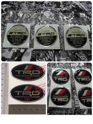 สติ๊กเกอร์ เทเรซิ่นนูนอย่างดี คำว่า TRD สำหรับติดรถ TOYOTA โตโยต้า sticker แต่งรถ วงกลม วงรี trust racing development สติกเกอร์ ติดดุมล้อ พวงมาลัย