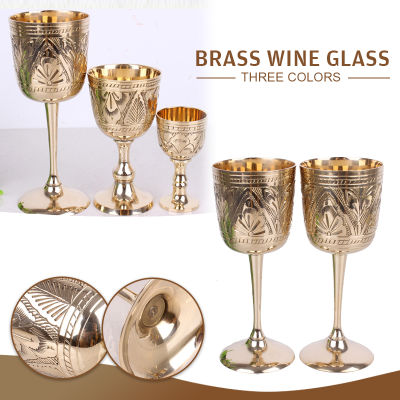 Pakistan Style Pure Brass Liquor Wine Glass Classical Wine Cup Handmade Small Goblet Home Bar Party Decor