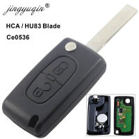 Jingyuqin Hca Hu83 2ปุ่มกุญแจรถระยะไกลสำหรับเปอโยต์307 3008 308 408 433เมกะเฮิร์ตซ์ PCF7961 ID46 CE0536พลิก Key Fob พร้อมแบตเตอรี่