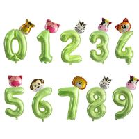 32 inch Fruit Green Number Foil Balloon Animal Balloons Lion Monkey Zebra Figure 1 2 3 Year Kids Boy Girl Birthday Party Decors Balloons