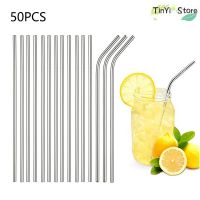 50PcsLot 304 Stainless Steel Drinking Straws Reusable Metal Straight Bent Straw Eco-friendly Party Bar Drinkware Supplies