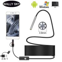 3 In 1 3.9mm Type-c Android 6LEDs USB Endoscope Inspection Mini Camera Borescope Flexible Hard Cable for Android Smartphone PC