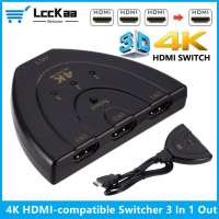 LccKaa 3พอร์ต HDMI-Compatible Switch 4K HD 3 In 1 Out Splitter Selector รองรับ3D สำหรับแล็ปท็อปทีวีกล่อง PS3 PS4 DVD HD X PC