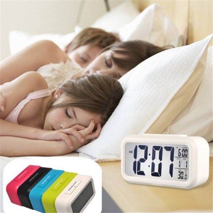 Digital Backlight LED Display Table Alarm Clock Snooze Thermometer