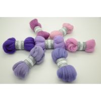 Purple violet Series colorful wool top DIY Needle Felting merino wool felt 7pcs