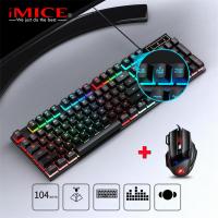 Gamer คีย์บอร์ดและเมาส์ Combo แบบมีสายรัสเซียอังกฤษ RGB Backlit Gamer Gaming Keyboard Mice สำหรับคอมพิวเตอร์แล็ปท็อป