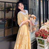 เสื้อผ้าแฟชั่นสำหรับสุภาพสตรี Female doll led yellow daisies dress 2023 new hubble-bubble sleeve series the first love sweet girl dress