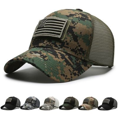 American Flag Camouflage Sticker Embroidered Baseball Cap Net Hat Men Outdoor Velcro Cap Adhesives Tape