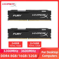 HyperX Fury Memoria RAM DDR4 16GB(2 × 8) 32GB(2 × 16) 3200MHz 3600MHz PC4-25600 28800 DIMM เดสก์ท็อป1.2V 288Pins สำหรับเดสก์ท็อป Memony