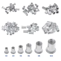 50/20pcs M3 M4 M5 M6 M8 M10 Aluminum Alloy Rivet Nuts Flat Head Threaded Insert Rivet Nuts Set Nutsert Cap Rivet Nut Rivnut