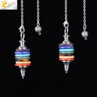 【YF】✑  CSJA 7 Chakras Pendulum Dowsing Pendulums Stone Pendant Wheels of Jewelry  Men Pendulo F327