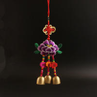 Ping An มงคล Lotus Peony Handmade Wind Chime ตกแต่ง Feng Shui จี้แห่งชาติ Wind Chime พุทธจี้ Binding ราคา