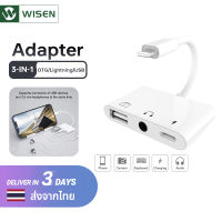 WISEN 3-in-1 อะแดปเตอร์กล้อง OTG Lightning เป็น USB USB HUB 3.5 มม. Type-c ถึง USB + 3.5 มม. + อะแดปเตอร์หูฟัง Type-c