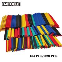 164Pcs 328Pcs  Heat Shrink Tube Kit Shrinking Assorted Polyolefin Insulation Sleeving Heat Shrink Tubing Wire Cable 8 Sizes Electrical Circuitry Parts