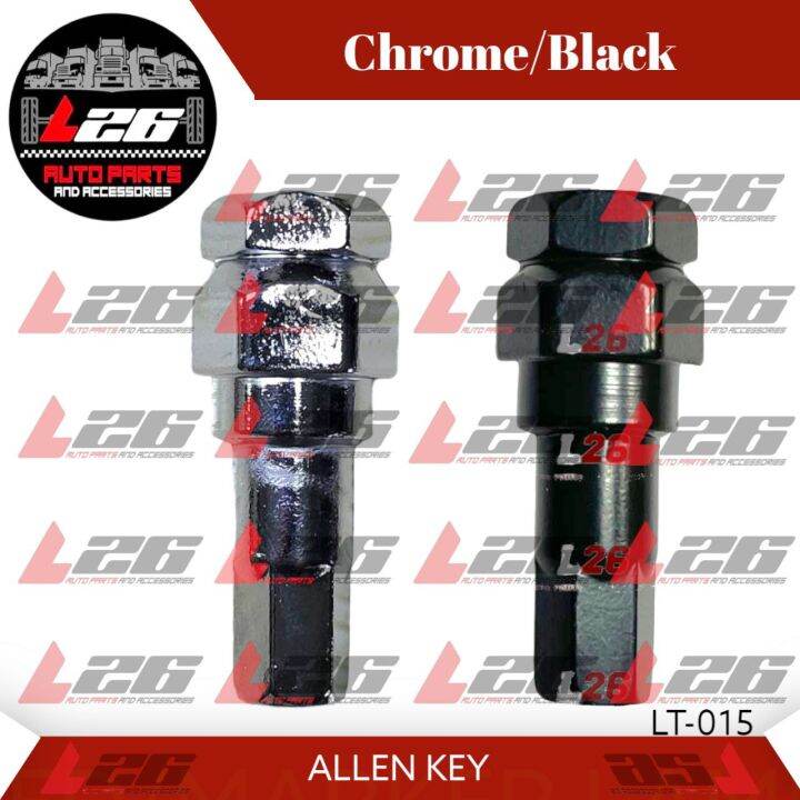 LT015 ALLEN KEY BLACK CHROME UNIVERSAL LOCK MAGWHEEL TOOL LUG NUTS