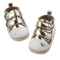 Newborn Baby Girls Classic Heart-shaped PU Leather Shoes Infant Breathable First Walkers Tennis Lace-Up