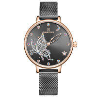 NAVIFORCE Luxury Crystal Watch Women Top Brand Rose Gold Steel Mesh Ladies Wrist Watches Bracelet Girl Clock Relogio Feminino