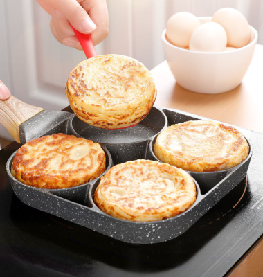 4 ไข่เครื่องมือห้องครัวอุปกรณ์เสริม Omelet Pan สำหรับเบอร์เกอร์ไข่ Ham PanCake Maker กระทะ Non-Stick ทำอาหารอาหารเช้า Maker