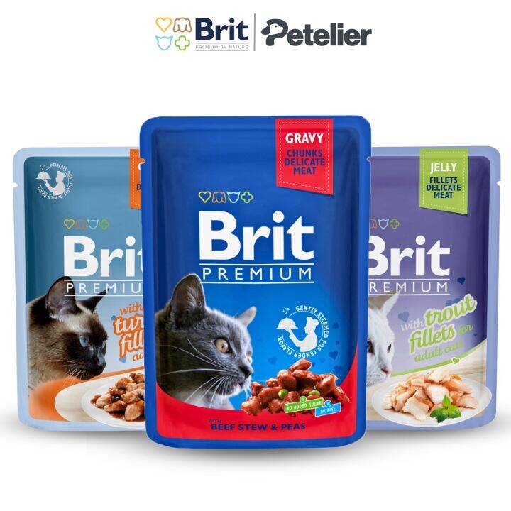 Brit Premium Wet Cat Food Adult/Kitten in 85g, 100g Pouch Jelly/Gravy