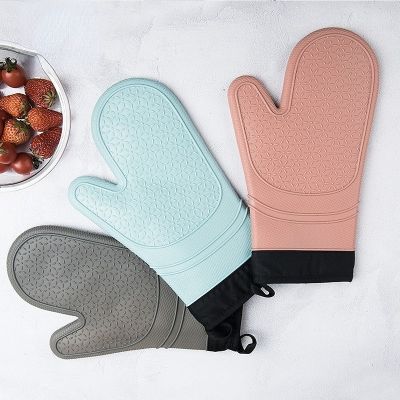 Silicone Gloves Thickened Cotton Heat Insulation Microwave Oven Oven Anti Scalding Household Gloves Baking Tools Two-side