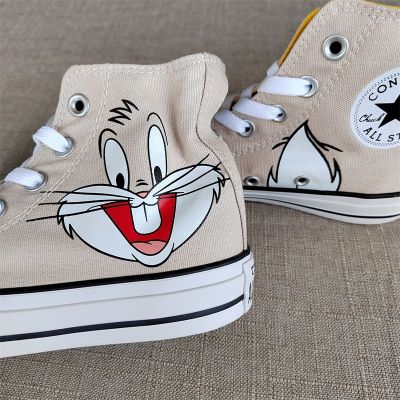 ♚  The year of the rabbit spring summer Disney cartoon bugs bunny color 3 d printing does not rub off men and women leisure joker canvas shoes
