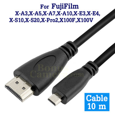 สาย HDMI ยาว 10m ต่อฟูจิ X-A3,X-A5,X-A7,A10,X-E3,E4,X-S10,X-S20,X-Pro2,X100F,X100V เข้ากับ HD TV,Monitor FujiFilm cable