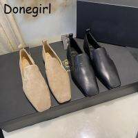 Llfflg Donegirl 2023รองเท้าส้นเตี้ยหนังหัวเหลี่ยมสำหรับใส่ทำงานแฟชั่นสำหรับผู้หญิงใหม่ฤดูใบไม้ผลิฤดูร้อนรองเท้าโลฟเฟอร์ลำลองอเนกประสงค์เก๋ไก๋สำหรับผู้หญิง