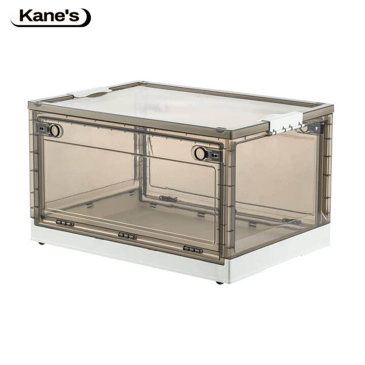 26L120L Folding Storage Box with 4 Wheels Clear Folding Plastic Container Storage Organizer