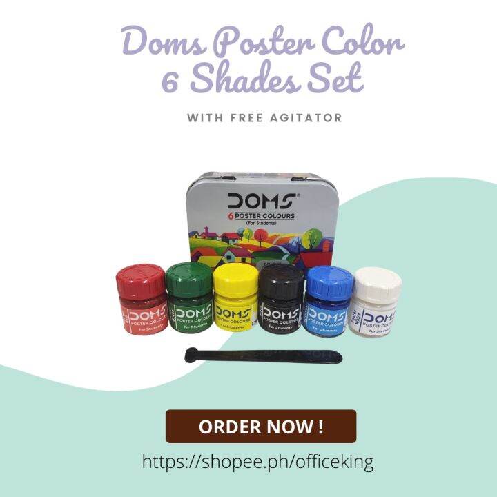 DOMS Poster Color 6 Shades Set with Agitator Lazada PH