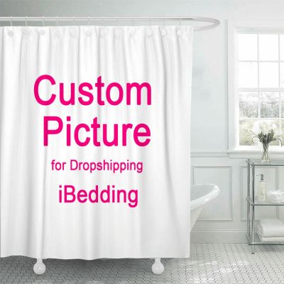 iBedding Custom Shower Curtain Bathroom Waterproof Curtains Customized Photo Polyester Bath Decor With Hooks POD Dropshipping
