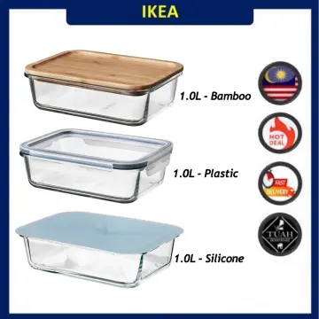 IKEA 365+ Food container with lid, rectangular glass/plastic, 1.0 l - IKEA