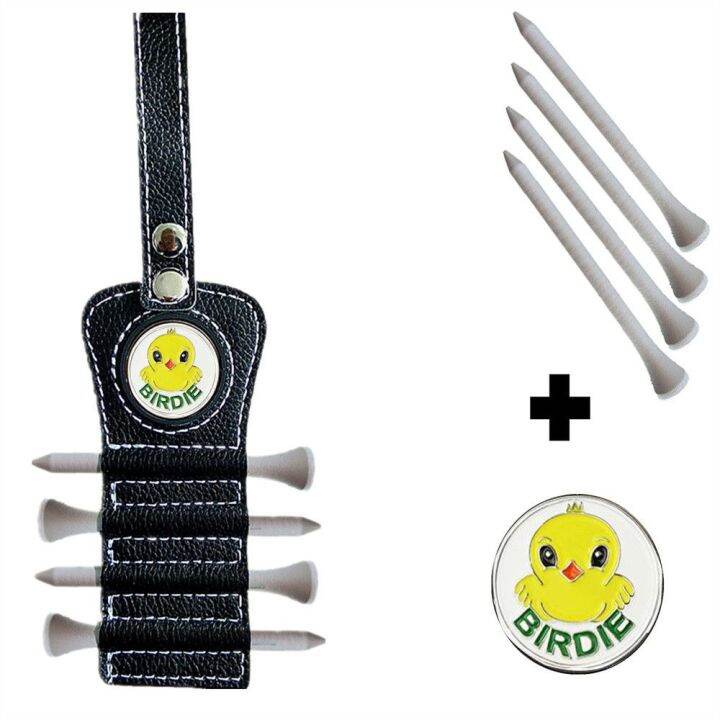 leather-golf-tee-holder-with-4-pcs-wood-tee-1-magnet-ball-marker-hook-to-belt-bag-towels