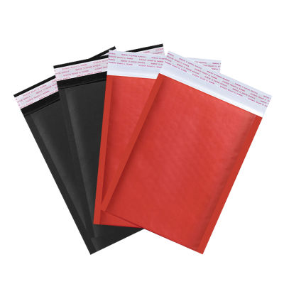 7x9นิ้วกระดาษคราฟท์ถุงฟองสีแดงสีดำเบาะซองจดหมายกันกระแทกบรรจุถุงด่วนกันน้ำฟอง Mailers 100ชิ้น